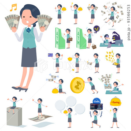 お金や経済に関する事務員女性のセット 93566253