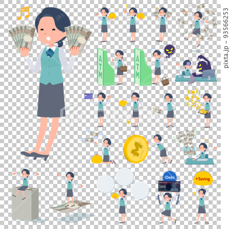 お金や経済に関する事務員女性のセット 93566253
