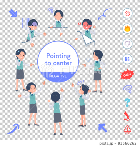 A set of clerk women pointing in various directions A set of clerk women pointing in various directions 93566262