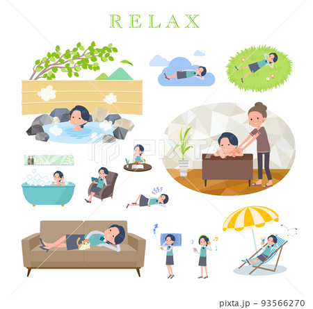 リラックスに関する事務員女性のセット 93566270