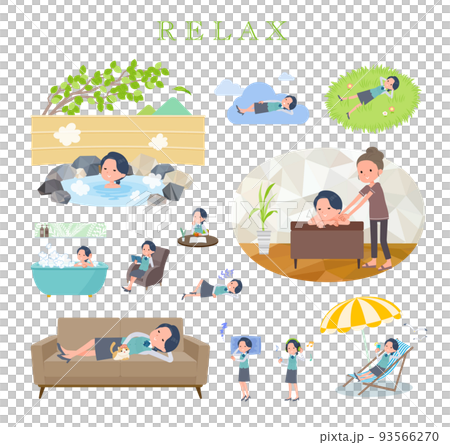 リラックスに関する事務員女性のセット 93566270