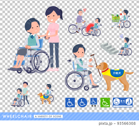 車椅子に乗る事務員女性のセット 93566308