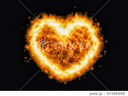 ハートの形に燃え上がる火炎のイラスト 93566999