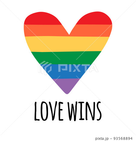 Vector lgbt rainbow flag heart with love wins 93568894
