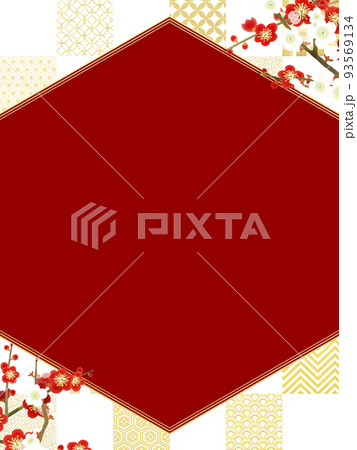 市松模様の背景と梅の花 93569134