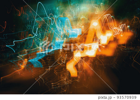 Abstract blurred cityscape neon lights background 93570939