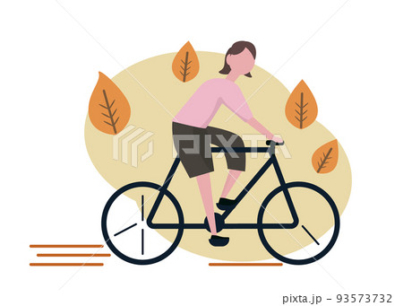秋のサイクリング 自転車に乗る女性 背景透過 イラスト 秋のサイクリング 自転車に乗る女性 背景透過 イラスト 93573732