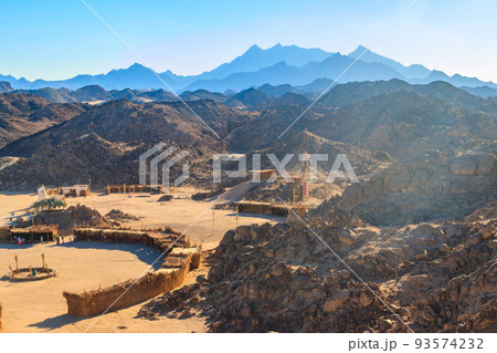 View on bedouin village in Arabian desert, Egypt View on bedouin village in Arabian desert, Egypt 93574232