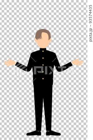 Male student wearing school uniform, gesture to spread both hands 93574435