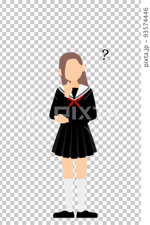 セーラー服を着た女子生徒、疑問を持つ 93574446