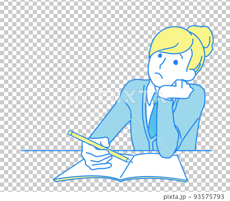 Image illustration of a girl who is not focused on studying 93575793