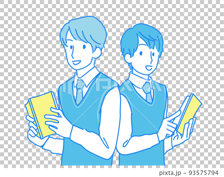 Image illustrations of rivals and friends-high school students, long sleeves, vests 93575794