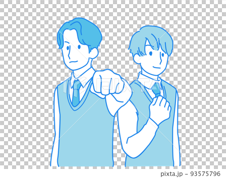 Boy doing a guts pose-High school student, long sleeves, vest 93575796