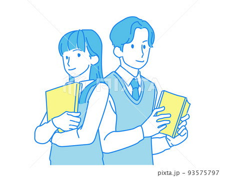 ライバル同士の女の子と男の子 イメージイラスト - 高校生・中学生・長袖・ベスト ライバル同士の女の子と男の子 イメージイラスト - 高校生・中学生・長袖・ベスト 93575797