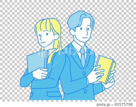 Rival girl and boy image illustration-high school student, junior high school student, blazer, winter clothes 93575798