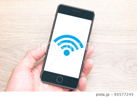 スマホとWIFIアイコン スマホとWIFIアイコン 93577245