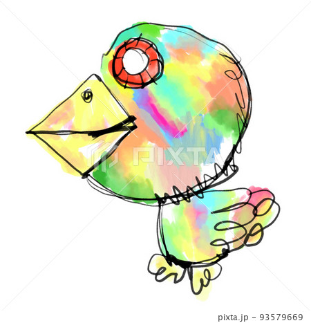 かわいいカラフルな鳥、ひよこイラストのイラスト素材 [93579669] - PIXTA