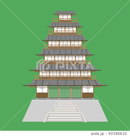 japanese tower wood brown color vector illustration eps10 93580610