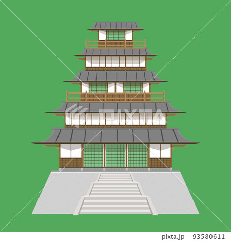 japanese temple tower wood brown color vector illustration eps10 93580611
