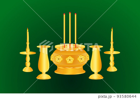 incense candle vase base thai india chinese gold color vector illustration eps10 incense candle vase base thai india chinese gold color vector illustration eps10 93580644