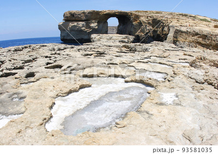 coastal eroded landscape on Gozo Island, Malta 93581035