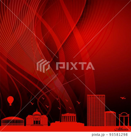Red Athens city Grunge Background 93581298