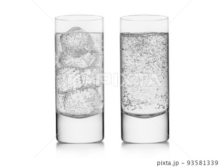 Highball glasses with sparkling water drink on white. Highball glasses with sparkling water drink on white. 93581339