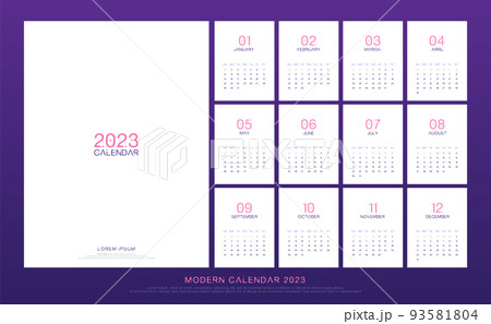 2023 Calendar Trendy Minimalist Style. Modern minimal calendar planner design for printing template set of 12 pages desk calendar. vector illustration 2023 Calendar Trendy Minimalist Style. Modern minimal calendar planner design for printing template set of 12 pages desk calendar. vector illustration 93581804