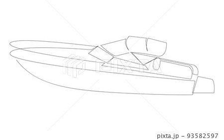 Continuous singe one line drawing art of luxury yacht speed boat
