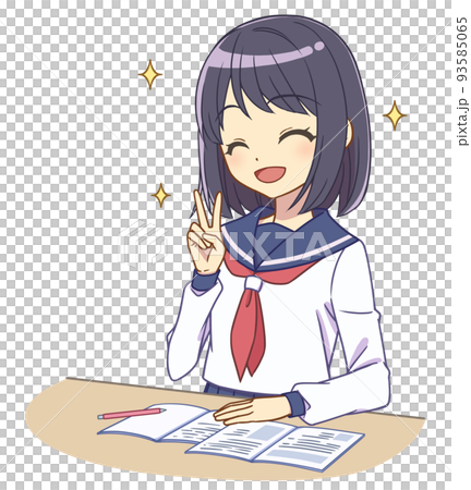 A girl in a sailor suit studying Peace 93585065