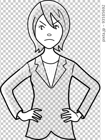腰に手を当てて怒るビジネスウーマン 93585692