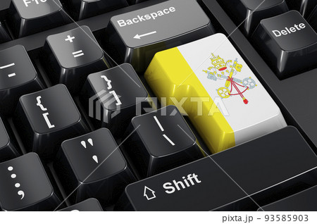 Vatican flag painted on computer keyboard. Online business, education, shopping in Vatican concept. 3D rendering 93585903