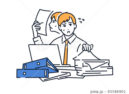 書類を探すビジネスマンのベクターイラスト素材 書類を探すビジネスマンのベクターイラスト素材 93586901