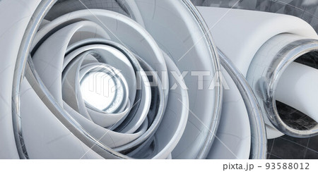 abstract white technology design orb sphere with glowing light and metal parts 3d render illustration 93588012