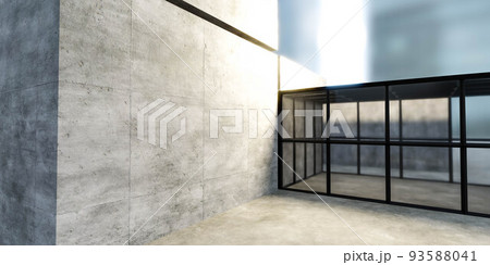 modern concrete building wall background with glass and metal elements 3d render illustration modern concrete building wall background with glass and metal elements 3d render illustration 93588041