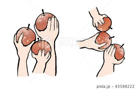 りんごを持つ手・みんなでいっしょにりんごを持つ手 りんごを持つ手・みんなでいっしょにりんごを持つ手 93588222