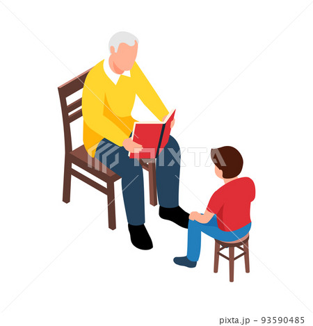 Granddad Isometric Illustration 93590485