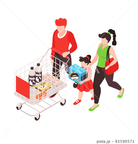 Supermarket Isometric Illustration 93590571