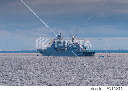 Russia. Kronstadt. July 31, 2022. A large landing ship on the parade of the Navy. 93590594