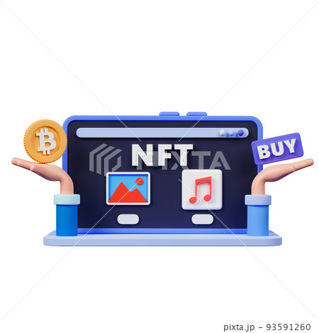 3d rendering concept NFT or non fungible token illustration. 93591260