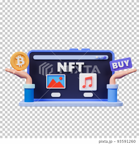 3d rendering concept NFT or non fungible token illustration. 93591260