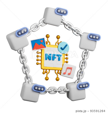 3d rendering concept NFT or non fungible token illustration. 3d rendering concept NFT or non fungible token illustration. 93591264