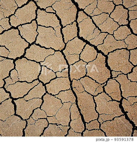 Dry Cracked Earth. Long Drought. Brown Color...のイラスト素材 [93591378] - PIXTA