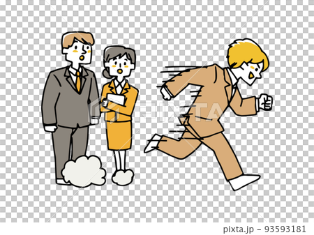 周りを圧倒するスピードで走るスーツの男性　早いスピードで進んでいくビジネスマン達 93593181