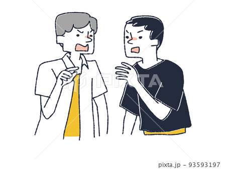 激しく言い争う男性　自分の意見を押し付け合い分かり合えない人々 93593197