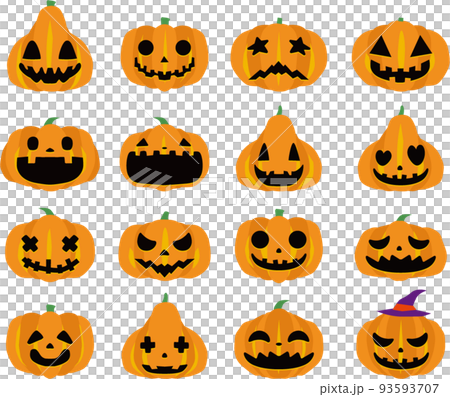 ハロウィンのカボチャセットのイラスト素材 [93593707] - PIXTA
