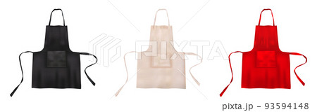 Set of realistic blank apron mock ups with fabric texture isolated from background 93594148