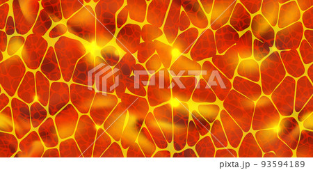 Seamless texture of volcano lava river, solar prominences or glowing magma surface top view 93594189
