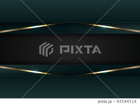 Banner web elegant 3D abstract green stripes shapes with lighting shiny golden diagonal lines on black background template luxury style Banner web elegant 3D abstract green stripes shapes with lighting shiny golden diagonal lines on black background template luxury style 93594514