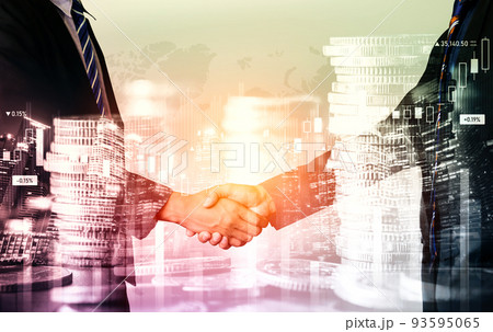 Business handshake on finance prosperity and money technology asset background 93595065